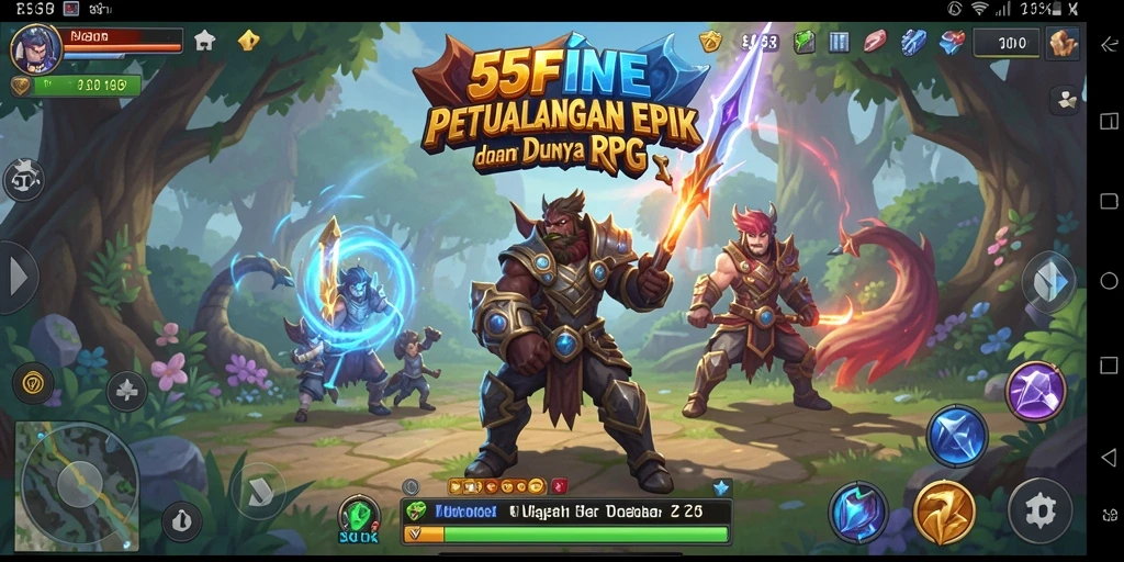 Tangkapan layar gameplay 55FIVE yang menampilkan aksi RPG yang memukau.