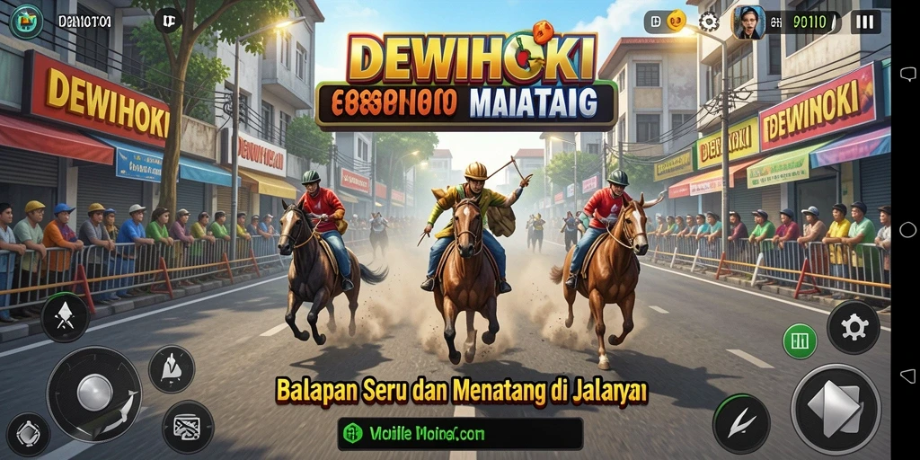 Gameplay balapan DEWIHOKI yang seru dan menantang.