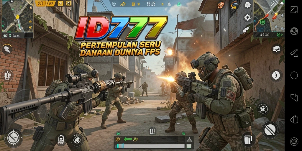 Tampilan aksi dari game FPS ID777 yang mendebarkan.