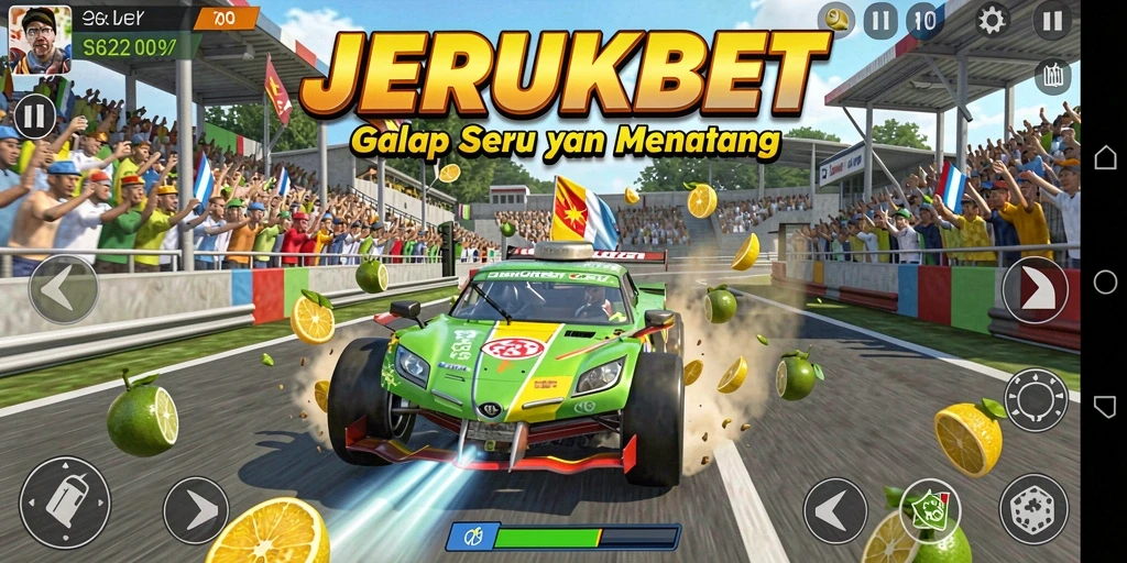 Tampilan gameplay seru dari JERUKBET dengan lintasan yang menantang.