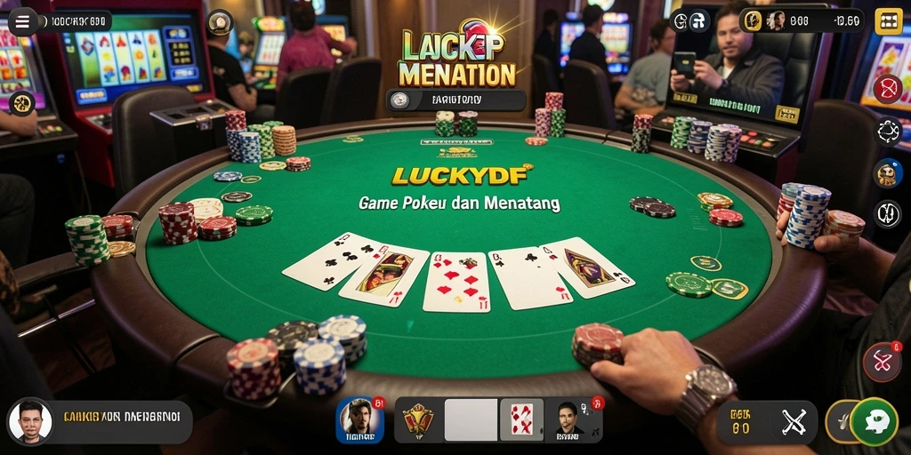 Tampilan gameplay poker yang mendebarkan di LUCKYDF.