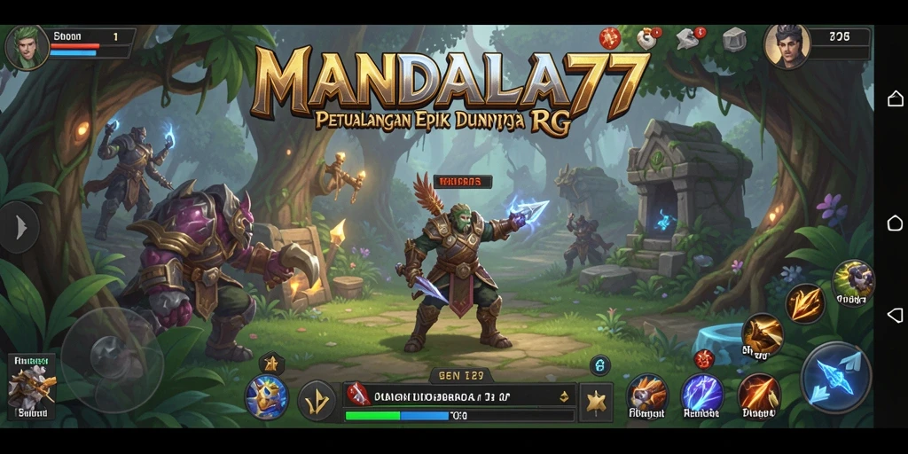 Tampilan action seru dalam gameplay RPG MANDALA77.