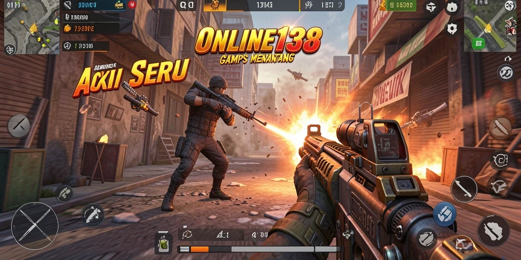 Screenshot utama ONLINE138 menampilkan aksi seru gameplay TPS.