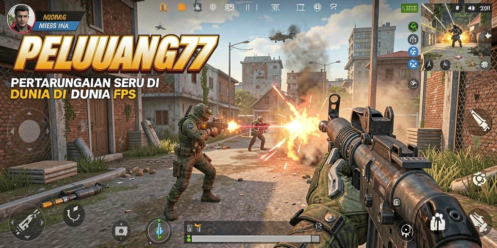 Tampilan gameplay PELUANG77 yang intens dan seru di medan pertempuran.