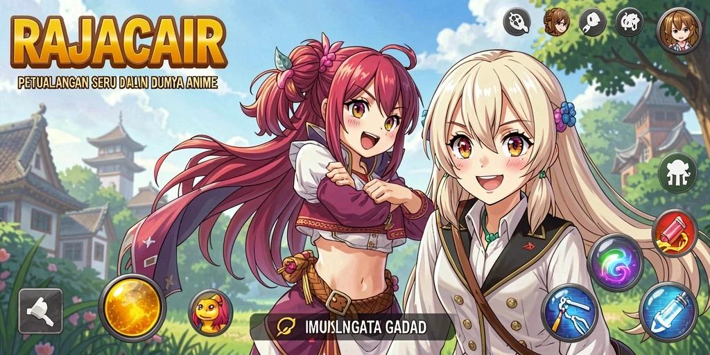 Tampilan seru dari gameplay RAJACAIR yang menonjolkan karakter anime.