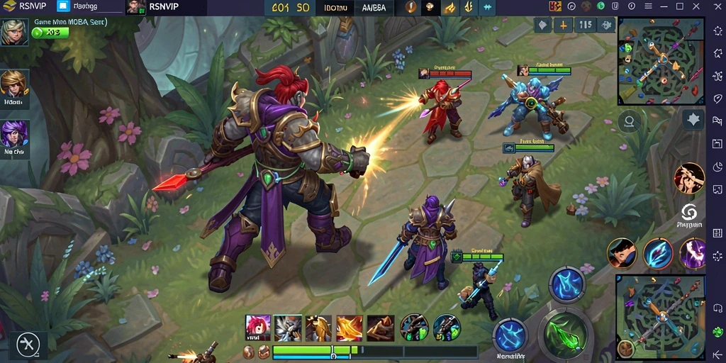 Screenshot RSNVIP menampilkan aksi seru dalam permainan MOBA.
